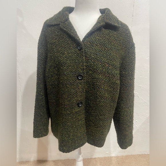Swampy green knit vintage oversized jacket - Picture 1 of 6